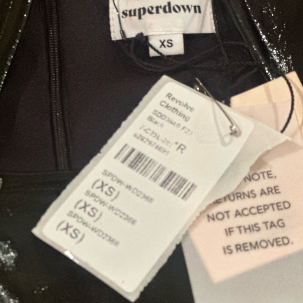 Revolve Superdown Sexy NWT Black faux leather Women's Dress - Picture 7 of 8